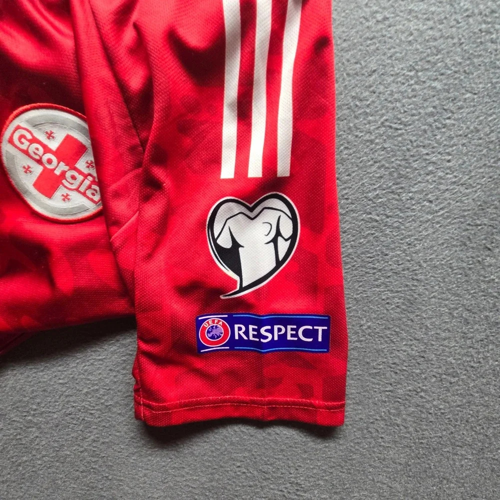 Adidas Georgia National Team Soccer Jersey Red Camo Aeroready Mens XS UEFA Patch